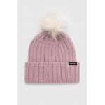 Converse caciula din amestec de lana culoarea violet, din tricot gros