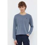 G-Star Raw longsleeve din bumbac culoarea gri, cu imprimeu