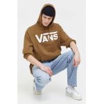 Vans hanorac de bumbac barbati, culoarea verde, cu glugă, cu imprimeu