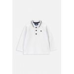 Coccodrillo longsleeve din bumbac pentru bebeluși culoarea alb, neted