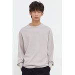 Abercrombie & Fitch longsleeve din bumbac culoarea gri, neted