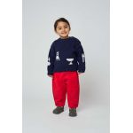 Bobo Choses pantaloni din bumbac pentru bebeluși culoarea rosu, neted