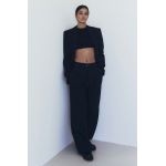 MUUV. pantaloni femei, culoarea negru, lat, high waist