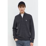 Abercrombie & Fitch pulover din amestec de lana barbati, culoarea gri, light, cu turtleneck