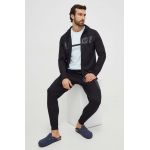 BOSS hanorac lounge din bumbac culoarea negru, cu glugă, imprimeu 50510630