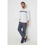 BOSS pijama bărbați, culoarea bleumarin, cu model 50509373