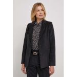 United Colors of Benetton geaca din velur culoarea negru, un singur rand de nasturi, neted