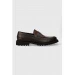 BOSS mocasini de piele Richayl barbati, culoarea maro, 50512928