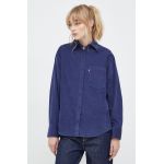 Levi's camasa din velur culoarea albastru marin, cu guler clasic, relaxed