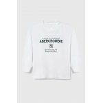 Abercrombie & Fitch longsleeve copii culoarea alb, cu imprimeu