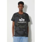 Alpha Industries tricou din bumbac Basic T-Shirt Camo culoarea verde, cu model 100501C.125-green