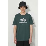 Alpha Industries tricou din bumbac Basic T-Shirt culoarea verde, cu imprimeu 100501.610-green