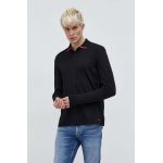 HUGO longsleeve din bumbac culoarea negru, uni 50509858