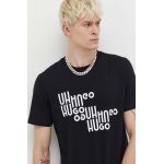 HUGO tricou din bumbac bărbați, culoarea negru, cu imprimeu 50504936