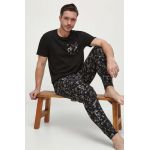 Medicine pijamale de bumbac barbati, culoarea negru, modelator