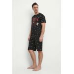Medicine pijamale de bumbac barbati, culoarea negru, modelator