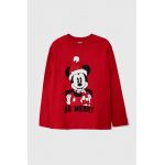 United Colors of Benetton longsleeve din bumbac pentru copii x Disney culoarea rosu, cu imprimeu