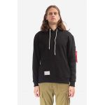 Alpha Industries bluză bărbați, culoarea negru, cu glugă, uni 108338.03-black