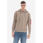 Alpha Industries bluză X-Fit Hoody 158321 679 bărbați, culoarea maro, cu glugă, uni 158321.679-brown