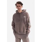 Alpha Industries hanorac de bumbac Organics OS Hoody bărbați, culoarea maro, cu glugă, uni 118349.628-brown