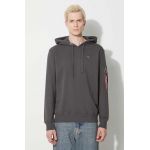 Alpha Industries bluză X-Fit Hoody bărbați, culoarea gri, cu glugă, uni 158321.684