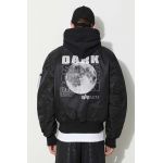 Alpha Industries geacă bomber MA-1 VF Hood Dark Side bărbați, culoarea negru, de iarnă 108108.285