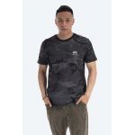 Alpha Industries tricou din bumbac Basic Basic T Small Logo Camo culoarea negru, cu model 188505C.125-black