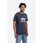 Alpha Industries tricou din bumbac Basic T-Shirt culoarea bleumarin, cu imprimeu 100501.02-navy