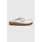 Birkenstock papuci din piele femei, culoarea argintiu
