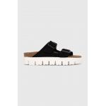 Birkenstock papuci din piele femei, culoarea negru, cu platforma