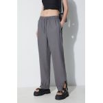 Rains pantaloni culoarea gri, high waist