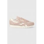 Reebok sneakers din piele întoarsă Classic Nylon culoarea roz