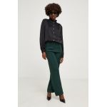 Answear Lab pantaloni femei, culoarea verde, drept, high waist