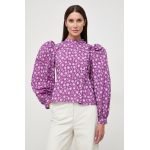 Custommade camasa din bumbac femei, culoarea violet, regular