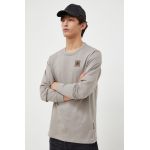 G-Star Raw longsleeve din bumbac culoarea gri, neted