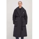 HUGO geaca femei, culoarea negru, de tranzitie, oversize