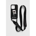 Karl Lagerfeld Husă pentru telefon iPhone 15 Pro 6.1 culoarea negru