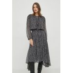 Pepe Jeans rochie culoarea negru, midi, evazati