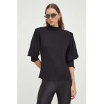 2NDDAY bluza femei, culoarea negru, neted