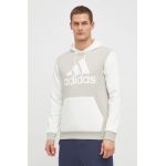 adidas bluză bărbați, culoarea bej, cu glugă, cu imprimeu IR9986