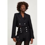 Answear Lab sacou culoarea negru, cu doua randuri de nasturi, neted