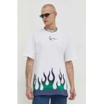 Karl Kani tricou din bumbac barbati, culoarea alb, cu imprimeu