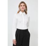 Karl Lagerfeld camasa femei, culoarea alb, cu guler clasic, regular