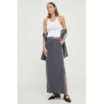 Remain fusta din amestec de lana culoarea gri, maxi, drept