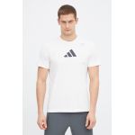 adidas Performance tricou de antrenament culoarea bej, cu imprimeu IS2363