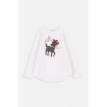Coccodrillo longsleeve din bumbac pentru copii culoarea alb, cu imprimeu