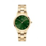 Daniel Wellington ceas Iconic Link Emerald femei, culoarea auriu