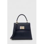 Furla poseta de piele culoarea albastru marin