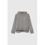 adidas Originals bluza copii culoarea gri, cu glugă, melanj