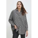 Answear Lab camasa femei, culoarea negru, cu guler clasic, relaxed